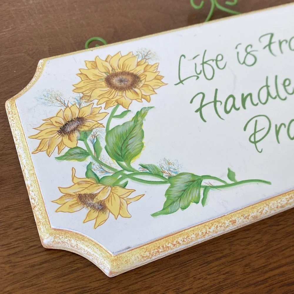 Life is Fragile Handle with Prayer Sunflowers Wall Plaque
